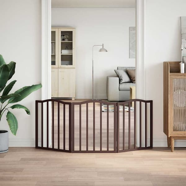 vidaXL Hundeport sammenleggbar 3 paneler brun eik 150 cm poppeltre