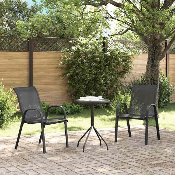 vidaXL Hage Bistro Sett 3 pcs Svart Stål
