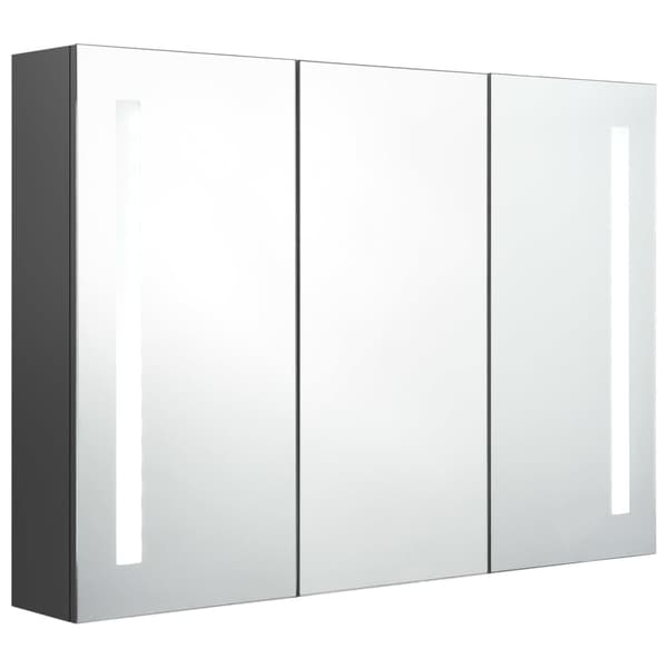 vidaXL LED-speilskap til bad 89x14x62 cm grå