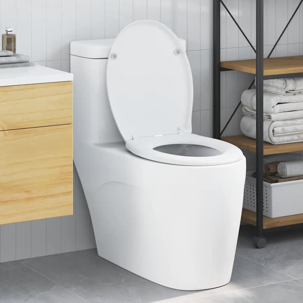 vidaXL Vit Plast Standard Stabil Standard toalettlock Oval