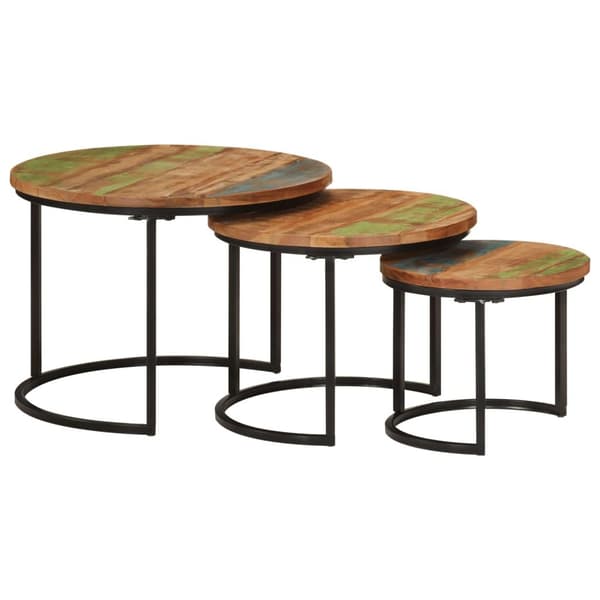 vidaXL Stablebord 3 stk gjenvunnet heltre