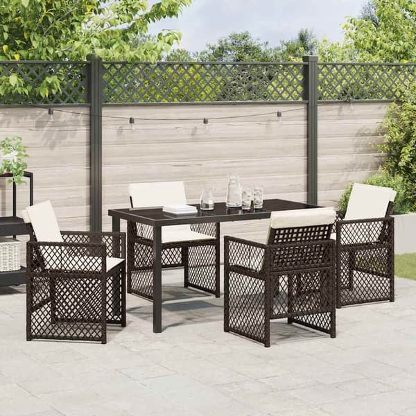 vidaXL Hage Spisegruppe 5 pcs Brun polyrotting