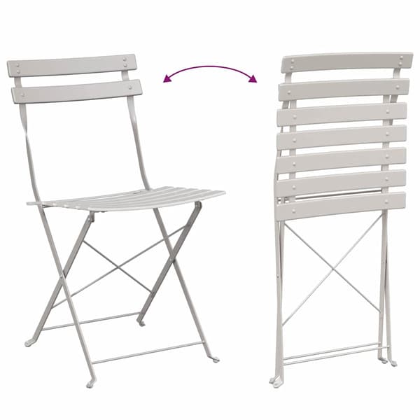 vidaXL Sammenleggbart Bistrosett 3 pcs Beige Stål