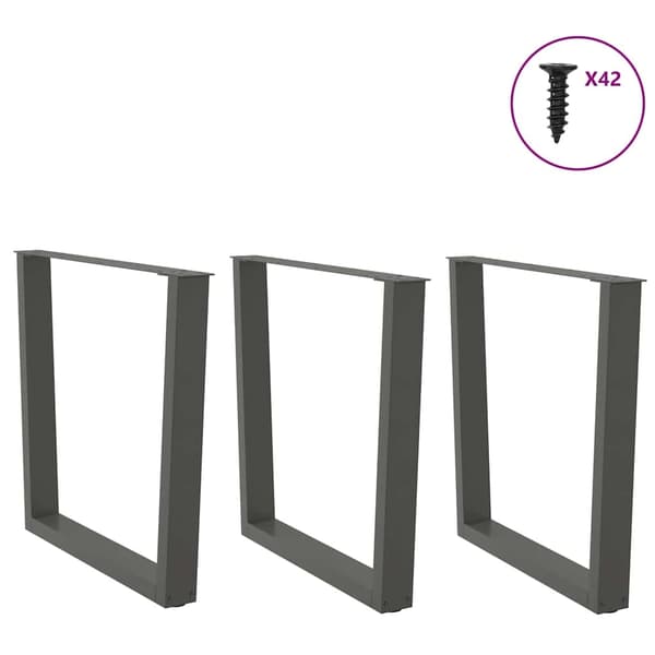 vidaXL Matbordsben V-formade 3 st antracit 90x(72-73,3) cm stål
