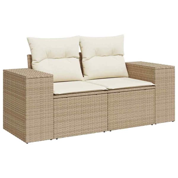 vidaXL Trädgårdsoffset med kudde 12 pcs Beige och gräddfärgad