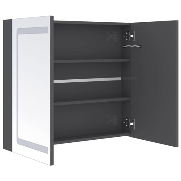 vidaXL LED-speilskap til bad blank grå 80x12x68 cm