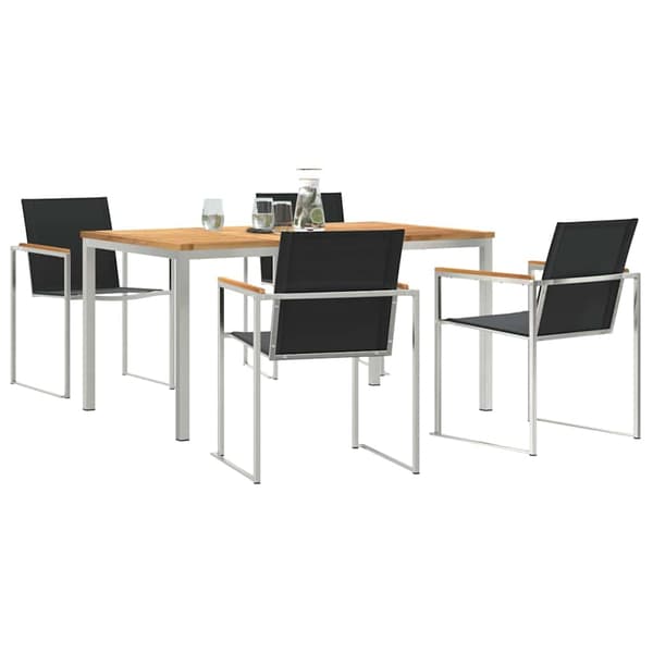 vidaXL Trädgårdsmöbelset 5 pcs Brun Massivt teakträ