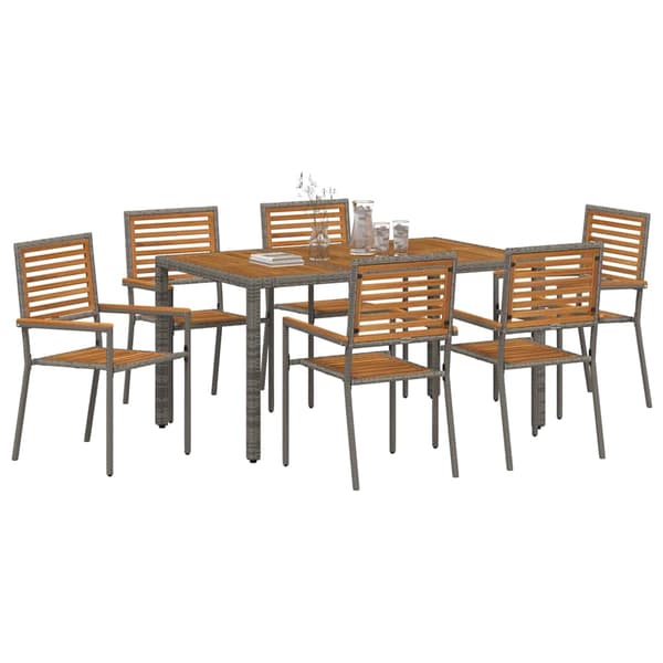 vidaXL Hage Spisegruppe 7 pcs Grå og Brun polyrotting
