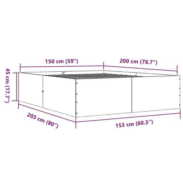 vidaXL Sengeramme sonoma eik 150x200 cm konstruert tre