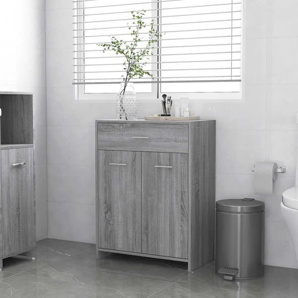vidaXL Baderomsskap grå sonoma eik 60x33x80 cm konstruert tre