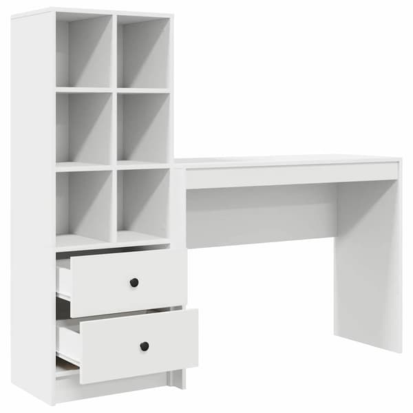 vidaXL Skrivbord med låda 2 pcs Vit