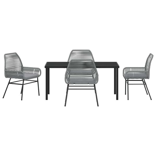 vidaXL Trädgårdsmöbelset med kudde 5 pcs Grå konstrotting