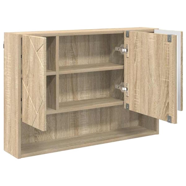 vidaXL Baderomsspeilskap Sonoma eik 80 x 17 x 55 cm Konstruert tre