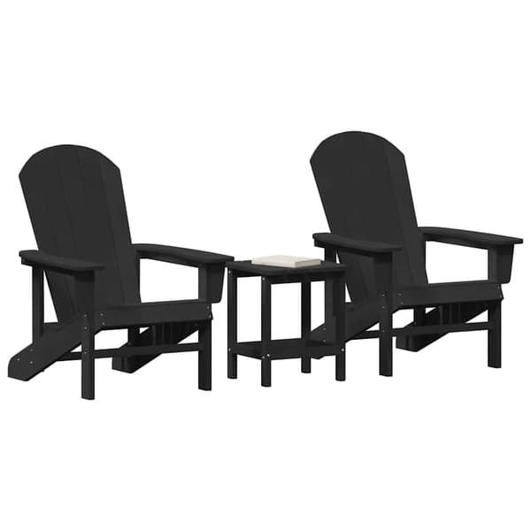 vidaXL Trädgård Stol 3 pcs Svart polyeten