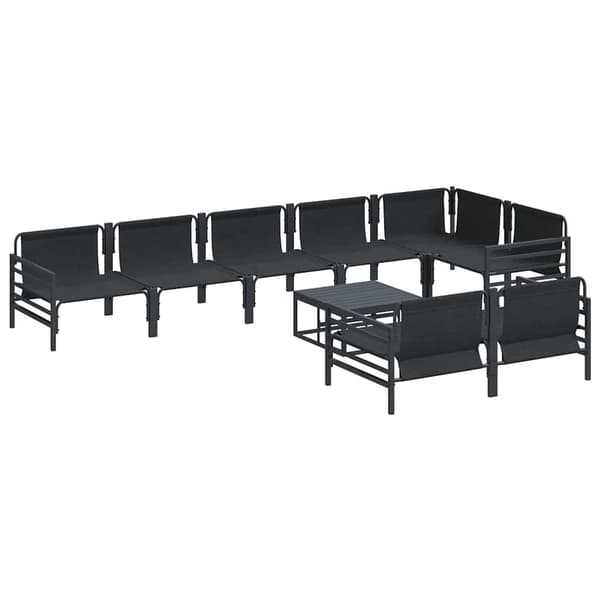 vidaXL Hagesofa Set med pute 9 pcs Svart Stål