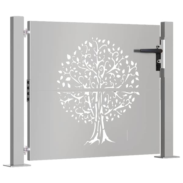 vidaXL Trädgårdsgrind 105x80 cm cortenstål träddesign