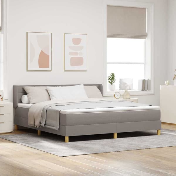 vidaXL Box Spring Säng med Madrass Brun-grå 180x200 cm Tyg
