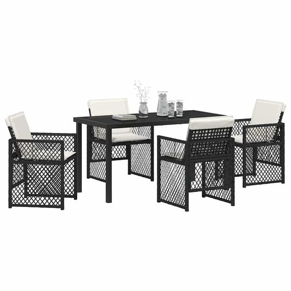 vidaXL Hage Spisegruppe 5 pcs Svart polyrotting