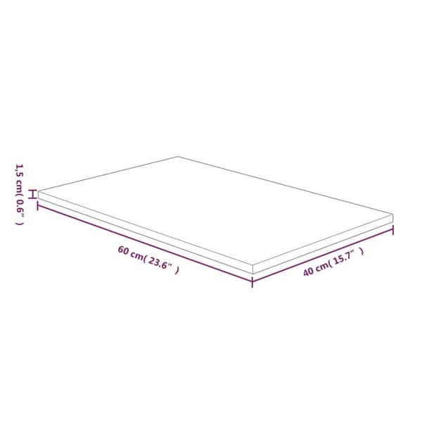 vidaXL Benkeplate til bad 60x40x1,5 cm ubehandlet heltre
