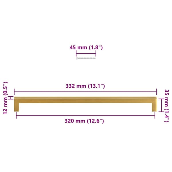 vidaXL Skaphåndtak 5 stk gulv 320 mm rustfritt stål