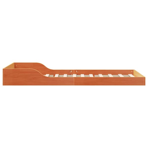 vidaXL Sängram Vaxbrun 90 x 220 cm Massiv furu