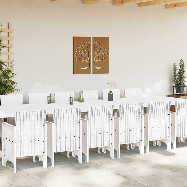vidaXL Hage Spisegruppe 15 pcs Hvit Polt rattan