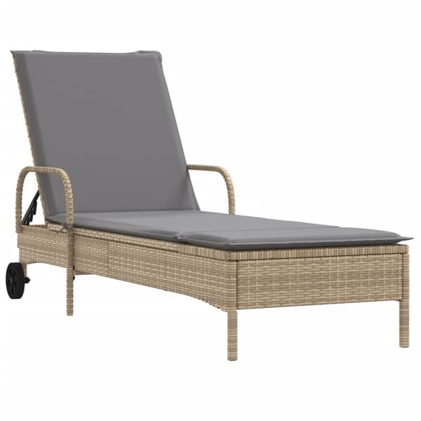 vidaXL Solsängar med dynor 2 st beige konstrotting