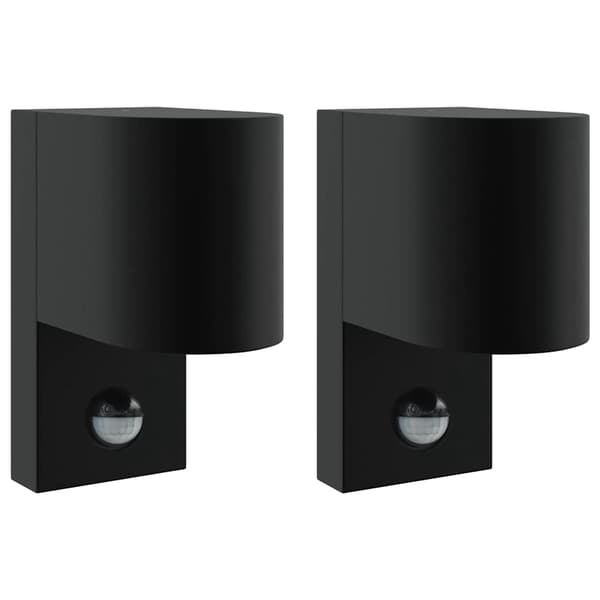 vidaXL Utevegglampe 2 pcs Svart 12 x 7 x 15 cm Rustfritt Stål