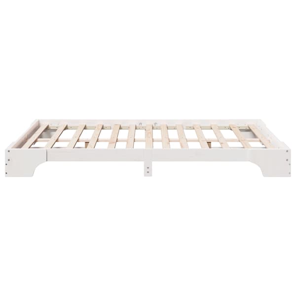 vidaXL Sängram Vit 150 x 200 cm Massiv furu