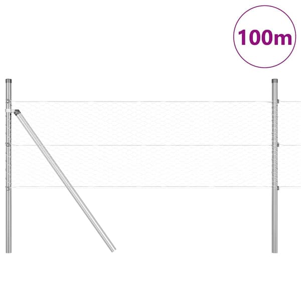 vidaXL Gjerdepåle sølv 100 x 0,5 m (25 mm netting) Stål