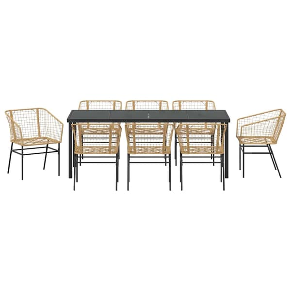 vidaXL Trädgårdsmöbelset 9 pcs Brun konstrotting