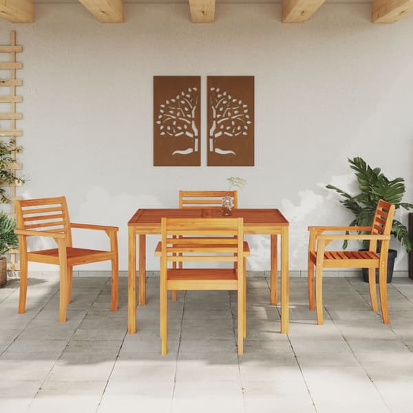 vidaXL Hage Spisegruppe 5 pcs Brun Solid akasietre