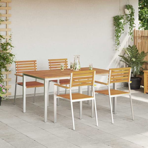 vidaXL Hage Spisegruppe 5 pcs Brun Solid akasietre