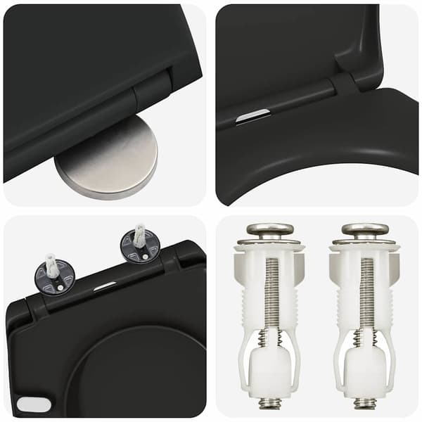 vidaXL Svart Plast Standard Toalettsits Oval Modern