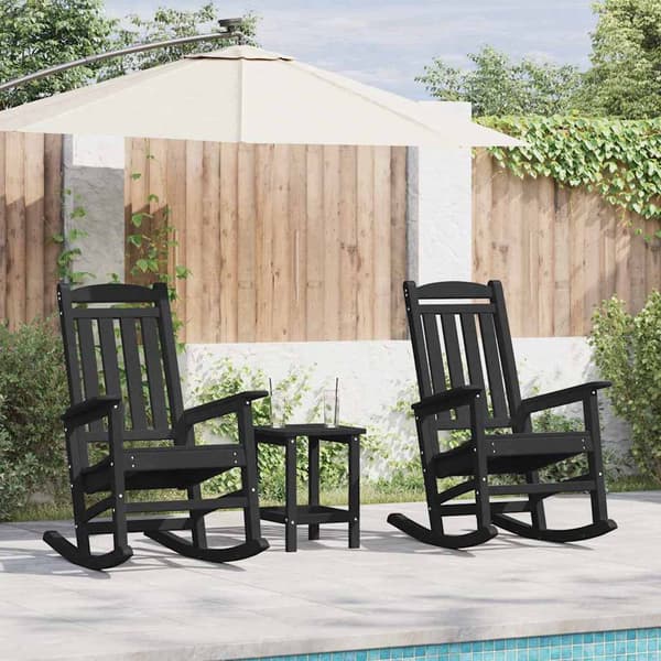vidaXL Gungstol 3 pcs Svart polyeten