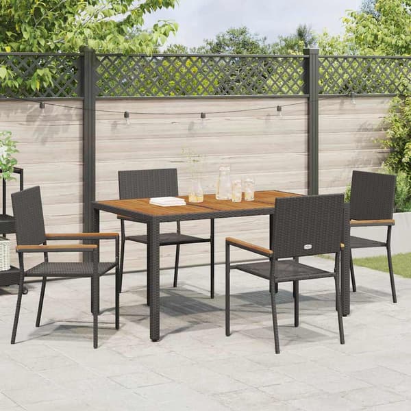 vidaXL Trädgårdsmöbelset 5 pcs Svart konstrotting