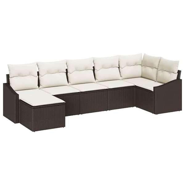 vidaXL Soffset med kudde 7 pcs Brun konstrotting