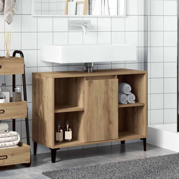 vidaXL Servantskap artisan eik 80x33x60 cm konstruert tre