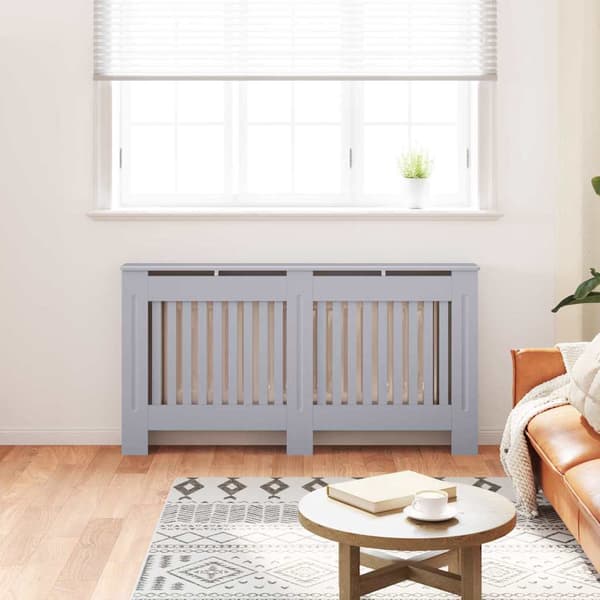 vidaXL Radiator Deksel 2 pcs Grå 152 x 19 x 81,5cm Konstruert tre