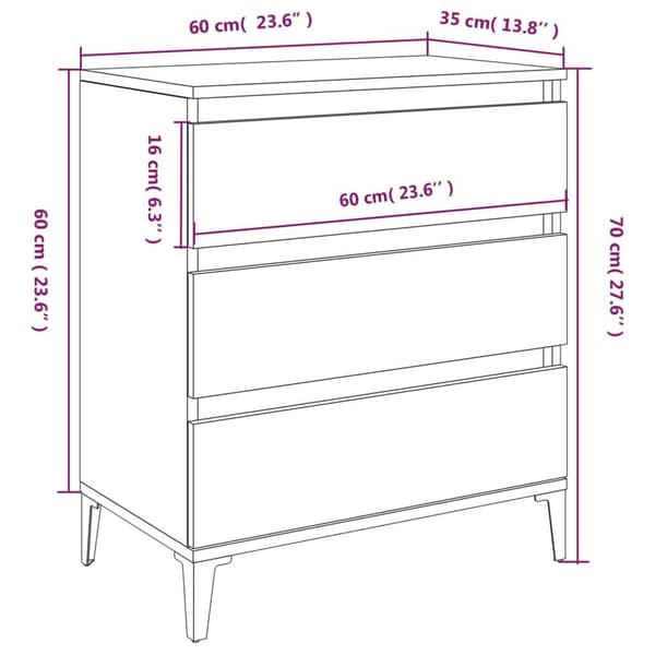vidaXL Byrå vit 60x35x70 cm konstruerat trä