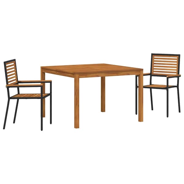 vidaXL Hage Spisegruppe 3 pcs Svart Solid akasietre