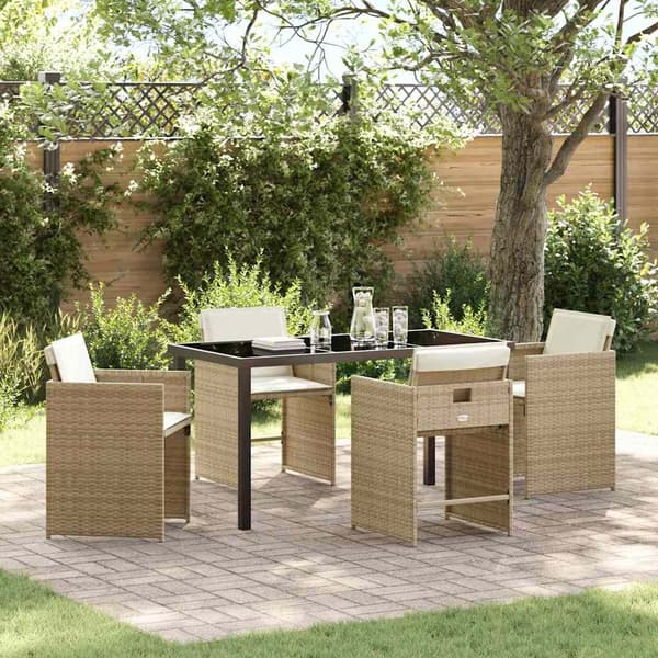 vidaXL Hage Spisegruppe 5 pcs Beige polyrotting