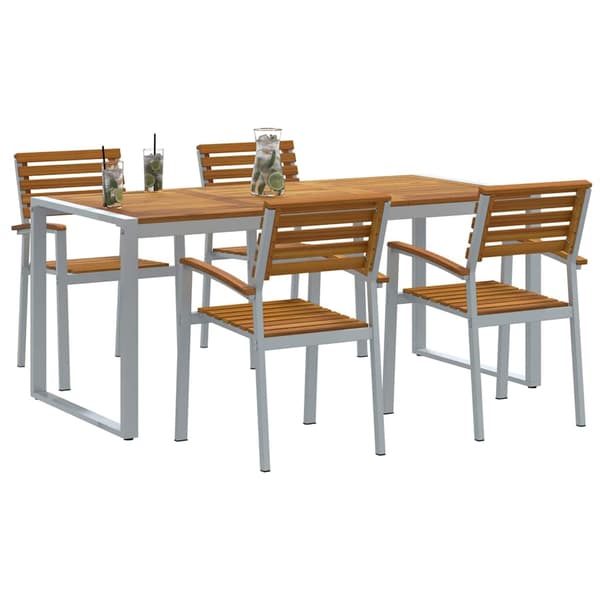 vidaXL Hage Spisegruppe 5 pcs Grå Solid akasietre