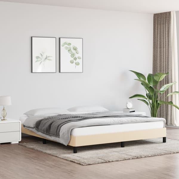 vidaXL Sängram gräddvit 180x200 cm tyg