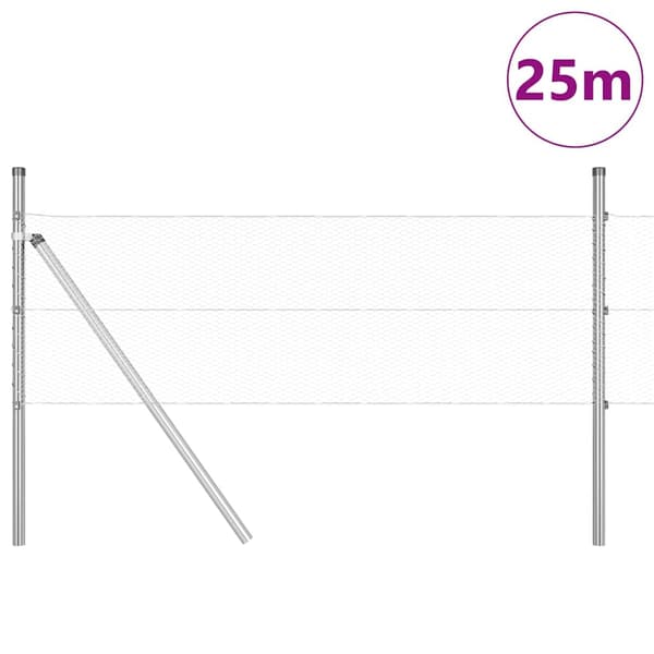 vidaXL Gjerdepåle sølv 25 x 0,4 m (13 mm mesh) Stål