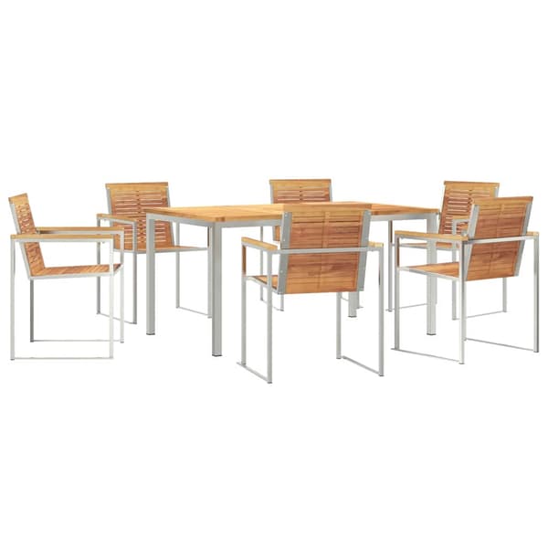 vidaXL Trädgårdsmöbelset 7 pcs Brun Massivt teakträ