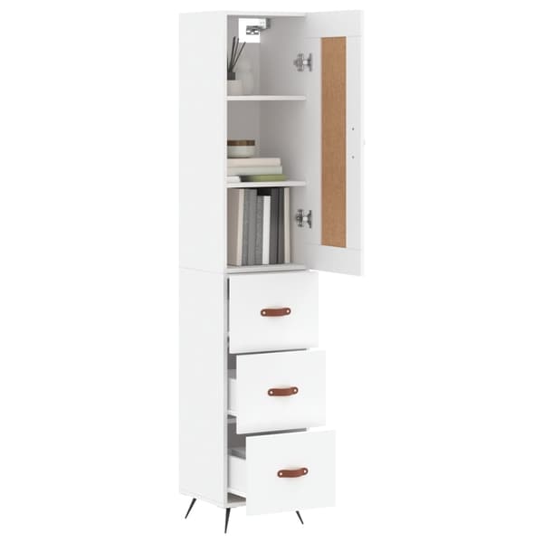 vidaXL Highboard hvit 34,5x34x180 cm konstruert tre