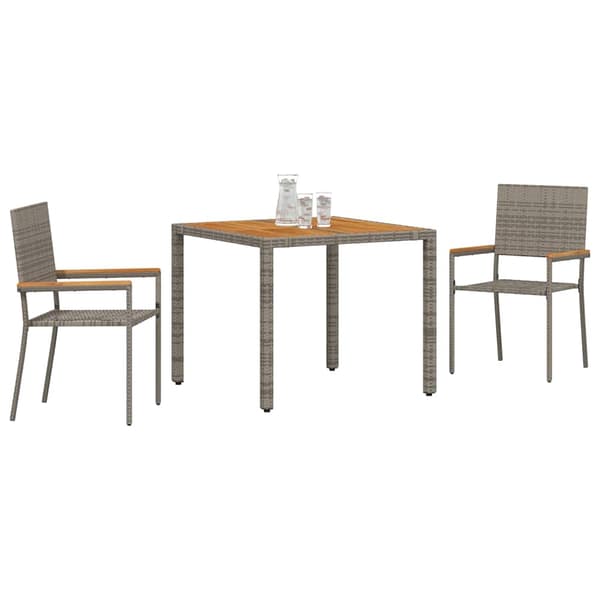 vidaXL Trädgårdsmöbelset 3 pcs Grå konstrotting