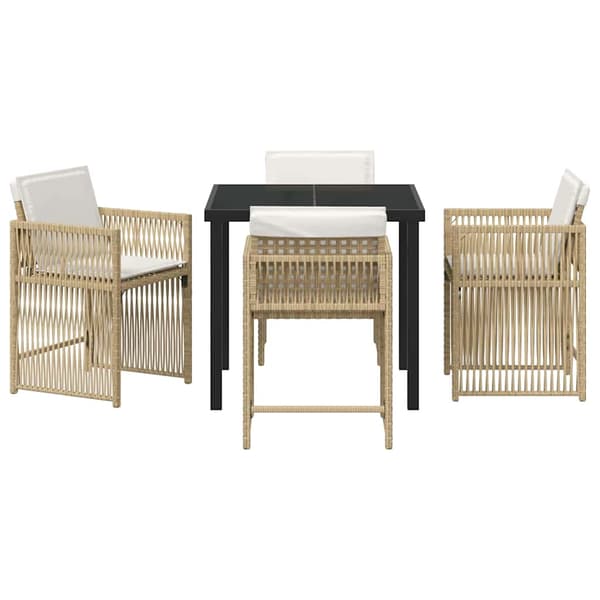 vidaXL Hage Spisegruppe 5 pcs Beige polyrotting
