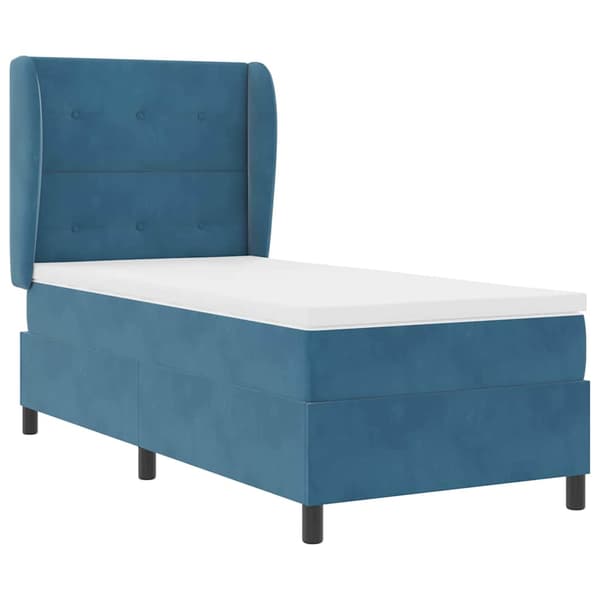 vidaXL Box Spring Säng med Madrass Mörkblå 80x200 cm Sammet
